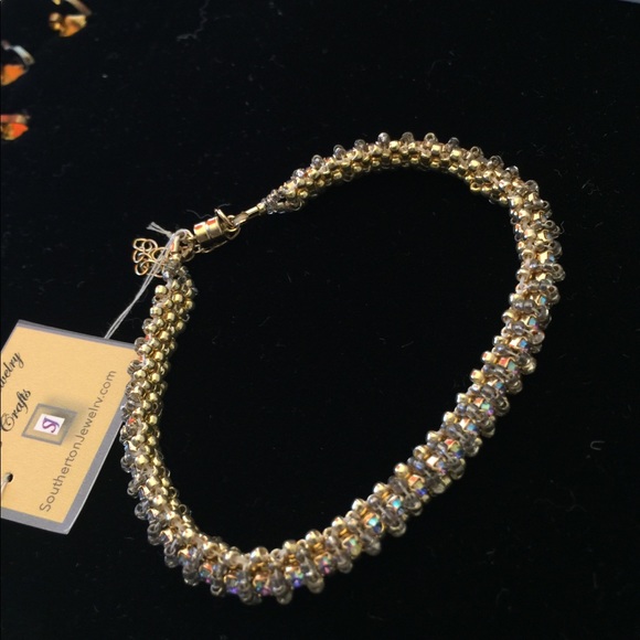 Hand Crafted Jewelry - SJC Swarovski Crystal AB Bracelet 14Kt GF Clasp